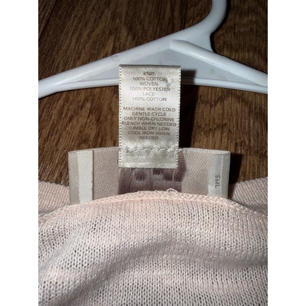 LOFT Outlet Womens XS Pale Pink Mixed Media Lace Trim Long Sleeve Top 418802 - Picture 5 of 7